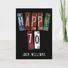 70歳の誕生日の車のライセンスプレート カード