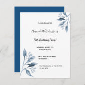 70歳の誕生日の青い植物学の招待 ポストカード (正面/裏面)