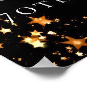 70歳の誕生日の黒い金ゴールド星写真ようこそ ポスター (角)