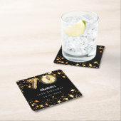 70歳の誕生日の黒い金ゴールド星写真 スクエアペーパーコースター (インサイチュ)