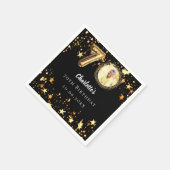 70歳の誕生日の黒い金ゴールド星写真 スタンダードカクテルナプキン (角)