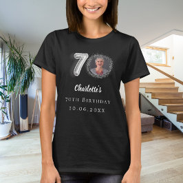 70歳の誕生日の黒銀写真 Tシャツ