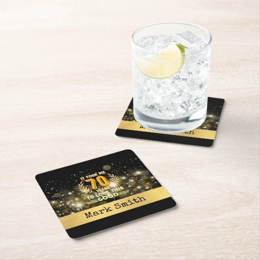 70歳の誕生日は私を70年もかけて見た スクエアペーパーコースター (インサイチュ)