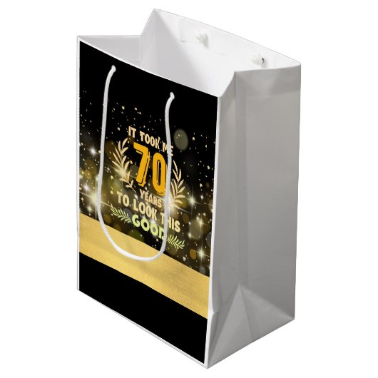 70歳の誕生日は私を70年もかけて見た ミディアムペーパーバッグ (正面アングル)