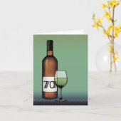 70歳の誕生日または記念日：ワインボトル&グラス カード (黄色い花)