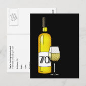 70歳の誕生日または記念日：ワインボトル&グラス ポストカード (正面/裏面)