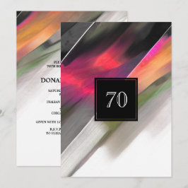 70歳の誕生日をお祝いする抽象的な絵画 招待状