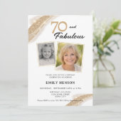 70歳の誕生日をゴージャスに祝おう ゴールド2枚の写真付きバースデー 招待状 (スタンド正面)