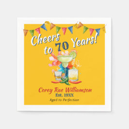 70歳の誕生日を祝うモダンフィエスタ おめでとう70年 スタンダードカクテルナプキン