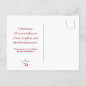70歳の誕生日を祝う大輪の花の麻柄のSave the Date 案内ポストカード (裏面)