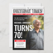 70歳の誕生日を祝う新聞風カバー 招待状 (正面)