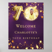 70歳の誕生日を紫と金色の星で華やかに ポスター (正面)