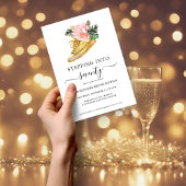 70歳の誕生日を華やかなゴールドの靴で祝う 招待状