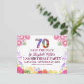 70歳の誕生日を華やかに Save the Date ポストカード (スタンド正面)
