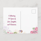 70歳の誕生日を華やかに Save the Date ポストカード (裏面)