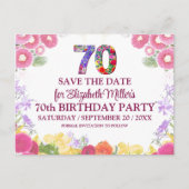 70歳の誕生日を華やかに Save the Date ポストカード (正面)