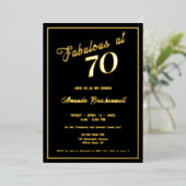 70歳の誕生日を迎えるお祝いの箔押し招待状 箔招待状 (立ち正面)