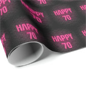 70歳の誕生日を迎えるネオンピンクマーキー ラッピングペーパー (ロールコーナー)