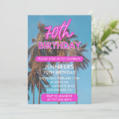 70歳の誕生日を迎える夏の熱帯ヤシの木 招待状 (スタンド正面)