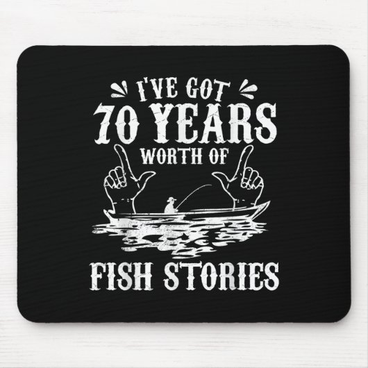 70歳の誕生日を迎える釣り人Tシャツ 釣り好きの彼に マウスパッド (正面)