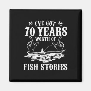 70歳の誕生日を迎える釣り人Tシャツ 面白い釣りギ マグネット