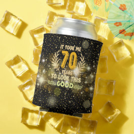 70歳の誕生日を金と黒でお祝い 缶クーラー