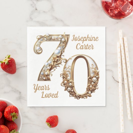 70歳の誕生日エレガントパーティー スタンダードランチョンナプキン (インサイチュ)