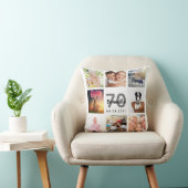70歳の誕生日カスタム写真コラージュ女性ホワイト クッション (椅子)