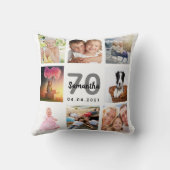 70歳の誕生日カスタム写真コラージュ女性ホワイト クッション (裏面)