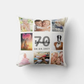 70歳の誕生日カスタム写真コラージュ女性ホワイト クッション (正面)