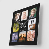 70歳の誕生日カスタム写真コラージュ家族ブラック スクエア壁時計 (傾斜)