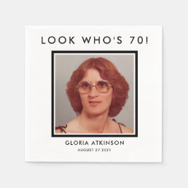 70歳の誕生日カスタム写真ナプキン スタンダードカクテルナプキン
