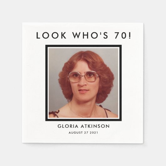 70歳の誕生日カスタム写真ナプキン スタンダードカクテルナプキン (正面)