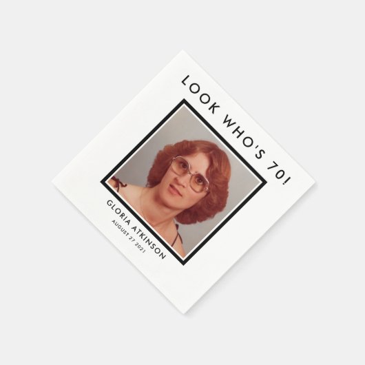 70歳の誕生日カスタム写真ナプキン スタンダードカクテルナプキン (角)