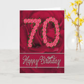70歳の誕生日カード(バラと葉付き) カード (黄色い花)