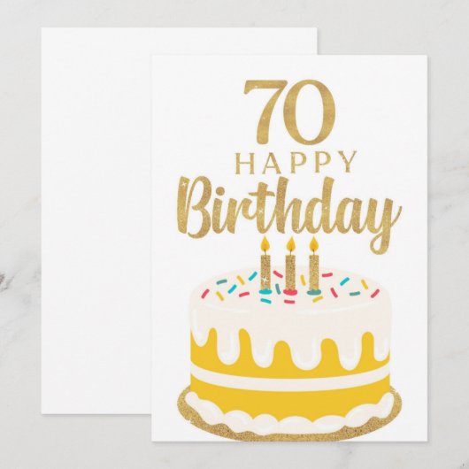 70歳の誕生日カード 招待状 (正面/裏面)