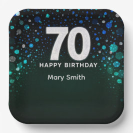 70歳の誕生日グリーントーン ペーパープレート