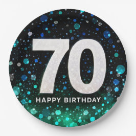 70歳の誕生日グリーントーン ペーパープレート
