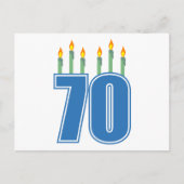 70歳の誕生日ケーキのろうそく(青/緑) ポストカード (正面)