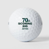 70歳の誕生日ゴルファーギフト 70歳 緑のチェック柄 ゴルフボール (正面)