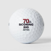 70歳の誕生日ゴルファーギフト 70歳 赤格子柄 ゴルフボール (正面)