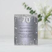 70歳の誕生日シルバーメタルグリッターダストグラム インビテーションポストカード (スタンド正面)