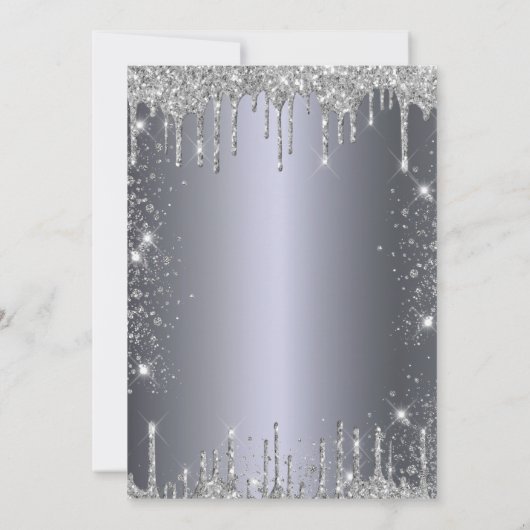 70歳の誕生日シルバーメタルグリッターダストグラム 招待状 (裏面)