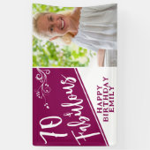 70歳の誕生日スクリプト写真マゼンタ 70歳の誕生日 横断幕 (縦)