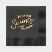 70歳の誕生日スクリプト70歳の名前をカスタムする金ゴールド 箔ナプキン (正面)