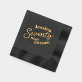70歳の誕生日スクリプト70歳の名前をカスタムする金ゴールド 箔ナプキン (左)