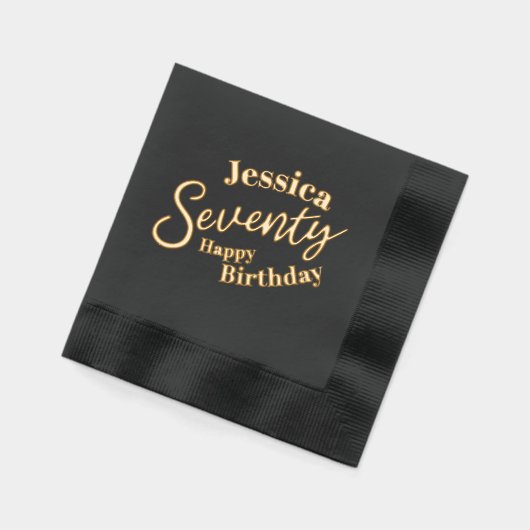 70歳の誕生日スクリプト70歳の名前をカスタムする金ゴールド 箔ナプキン (左)