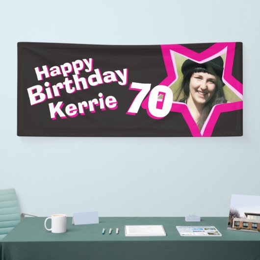70歳の誕生日スターカスタムフォトバナー 横断幕 (トレードショー)
