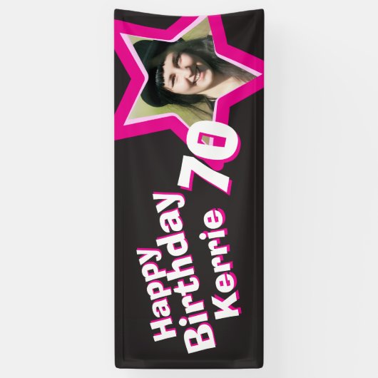 70歳の誕生日スターカスタムフォトバナー 横断幕 (縦)