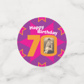 70歳の誕生日スターピンクのオレンジ色の紙紙吹雪 コンフェッティ (スモール正面)